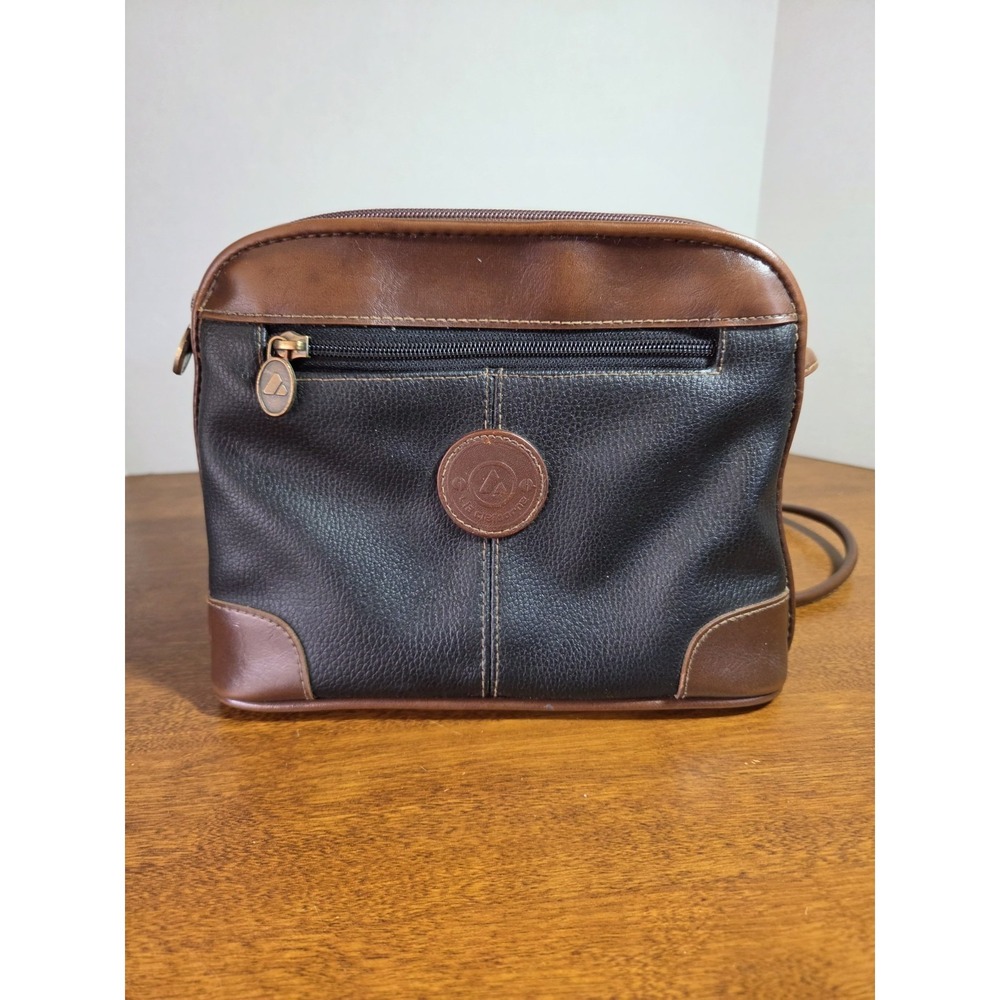 VTG LIZ CLAIBORNE Dark Black Brown Leather Strap Crossbody & Shoulder bag Purse